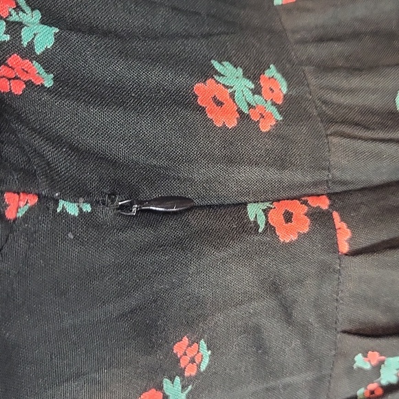 URBAN OUTFITTERS Staring at Stars Black Embroidered Yoke Floral Rayon Boho Dress - Picture 6 of 10